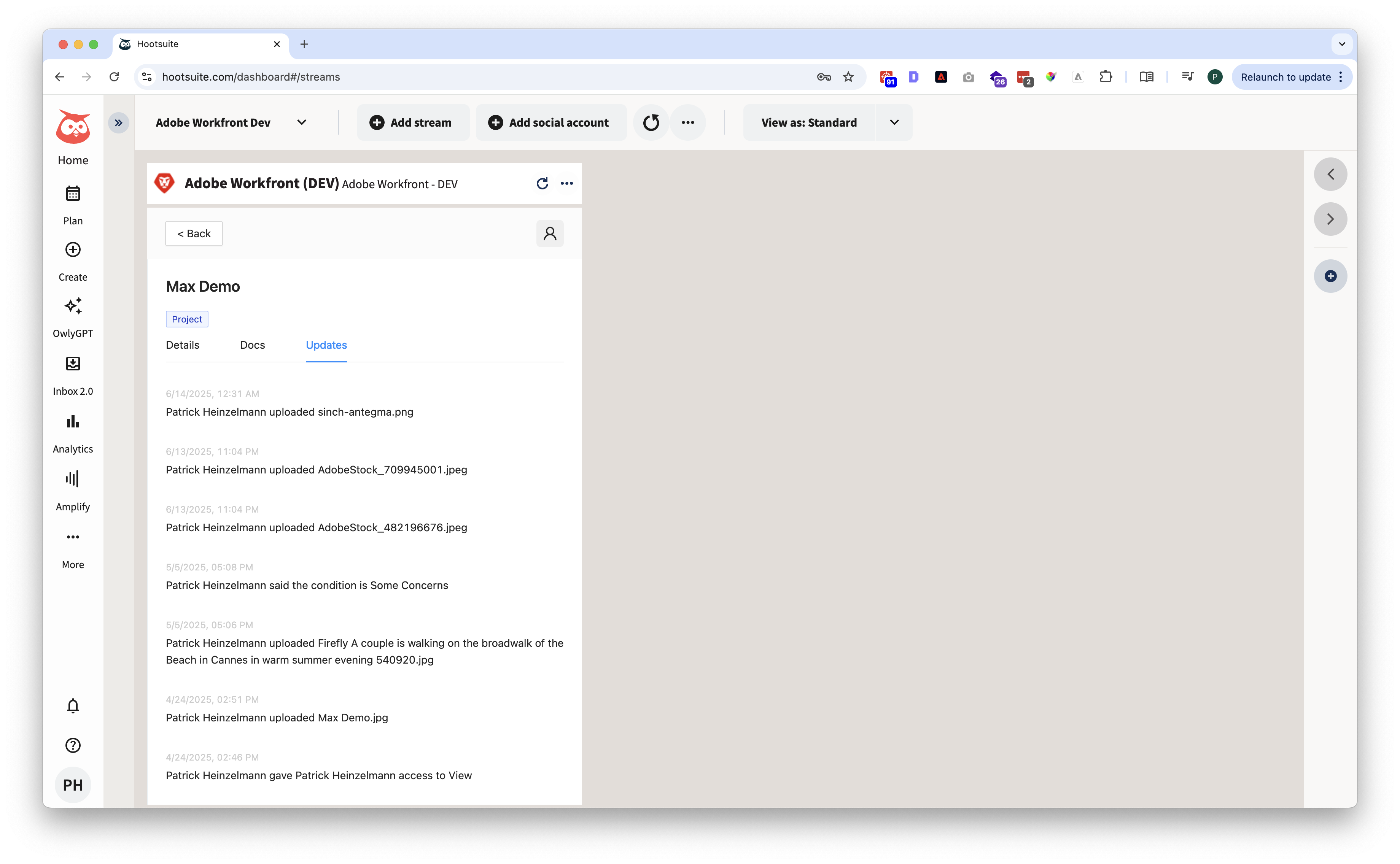 Hootsuite - Adobe Workfront - Project Updates.png