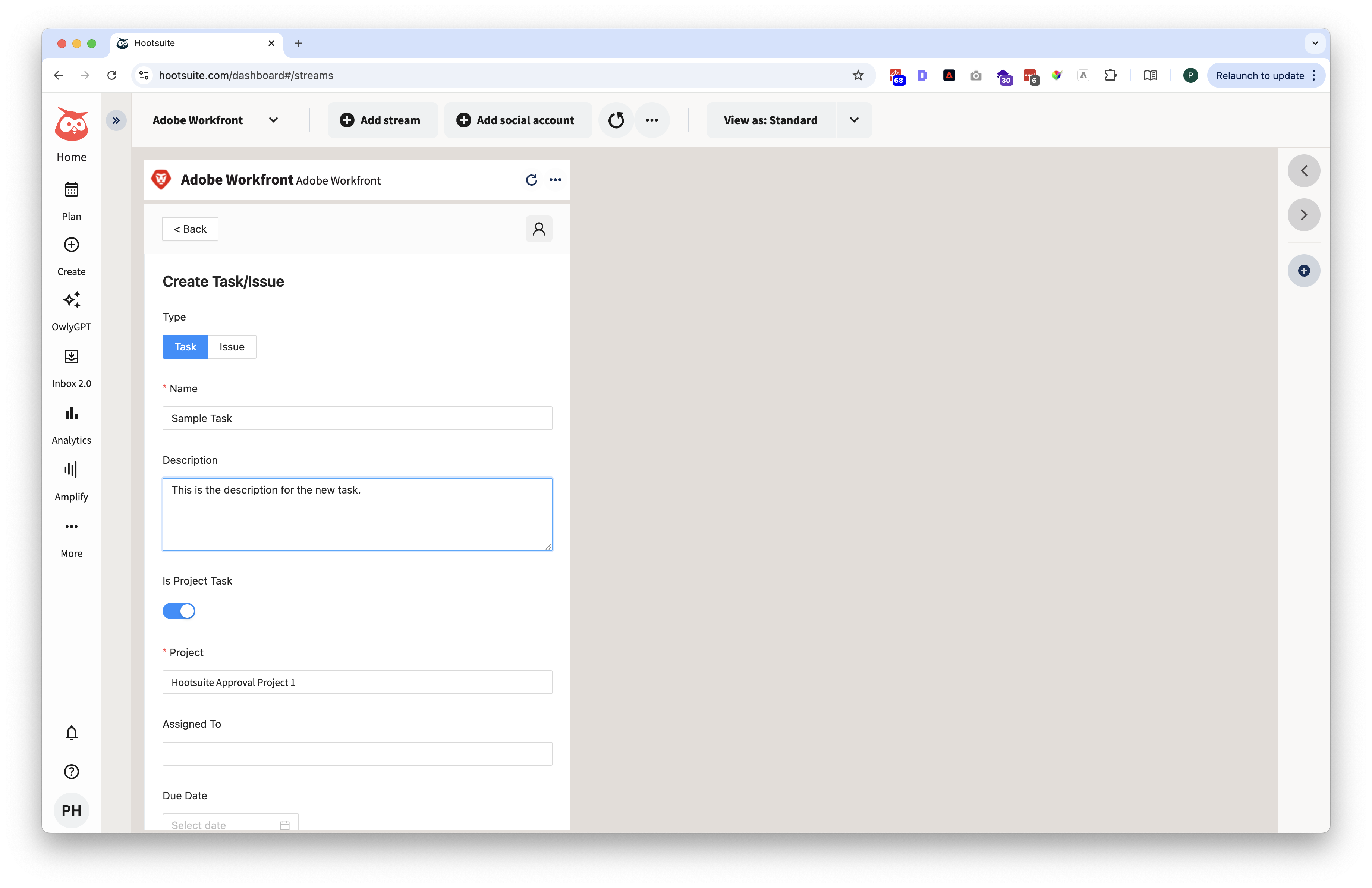 Hootsuite - Adobe Workfront - Task and Issue Create.png